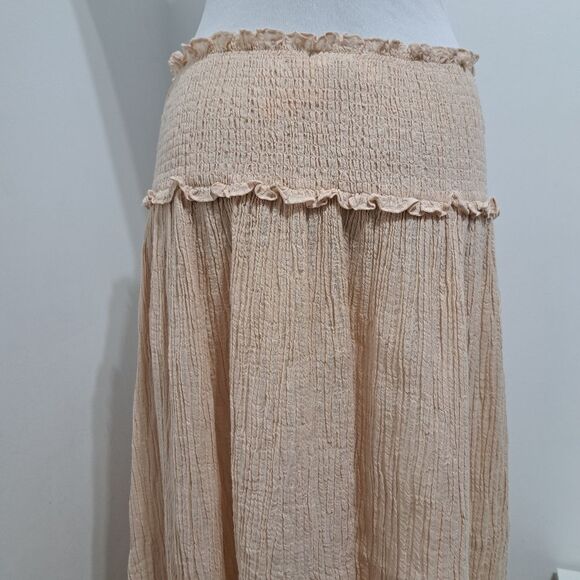Zimmermann Bayou Elegant Shirred Crinckled Office Siren Chic Cream Skirt Size 1 - Picture 13 of 15